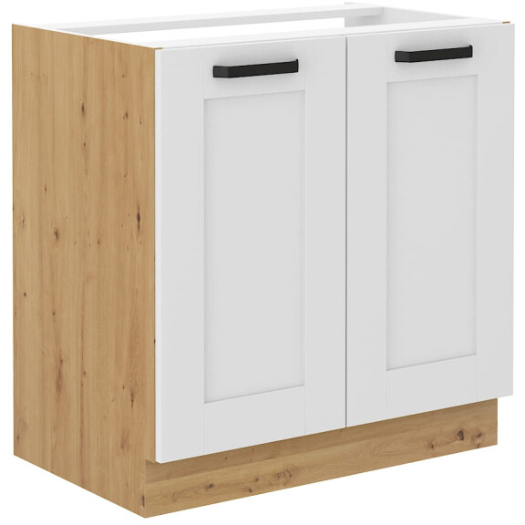 Szafka kuchenna dolna pod zlew LUNA 80 ZL 2F Biały/Dąb Artisan