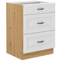 Szafka kuchenna dolna z szufladami STILO 60 D 3S Biały/Dąb Artisan