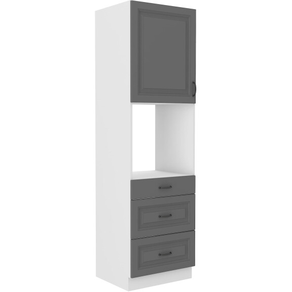 Wysoka szafka słupek z szufladami na piekarnik STILO 60 DPS-210 3S 1F Szary/Biały