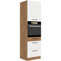 Wysoka szafka słupek pod piekarnik z 3 szufladami VIGO 60 DPS-210 3S 1F Połysk Biały/Lancelot