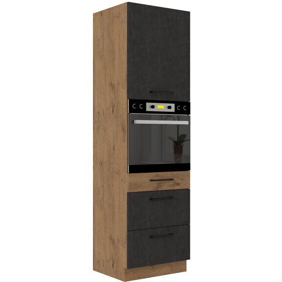 Wysoka szafka słupek pod piekarnik z 3 szufladami VIGO 60 DPS-210 3S 1F Mat Matera/Lancelot