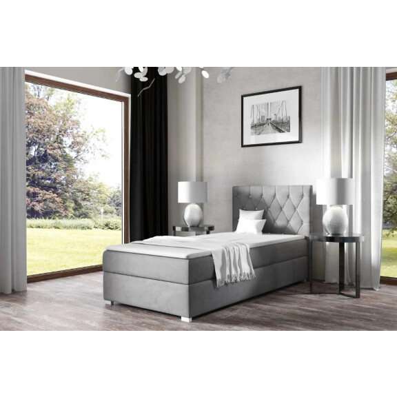 Łóżko kontynentalne pikowane Nadia Pojedyncze 70x200 Prawe Szare