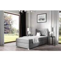 Łóżko kontynentalne pikowane Nadia Pojedyncze 90x200 Prawe Szare