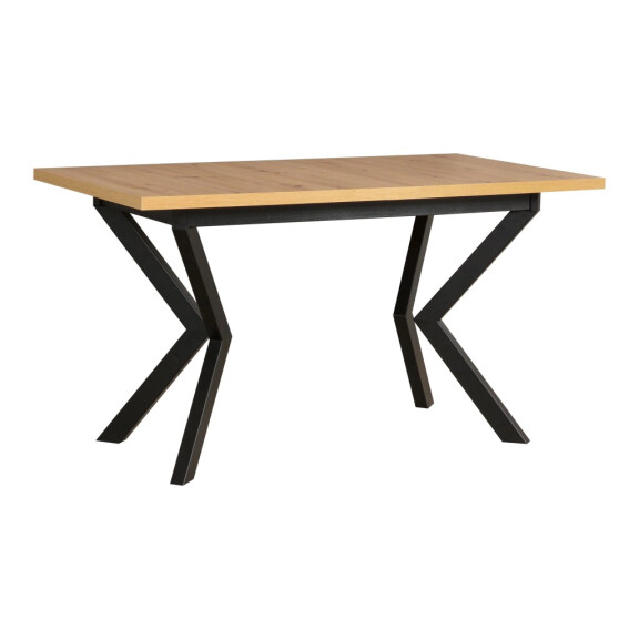 Stół rozkładany do jadalni salonu z metalowymi nogami 140/180x80 IKON 4 Czarny/Dąb Artisan