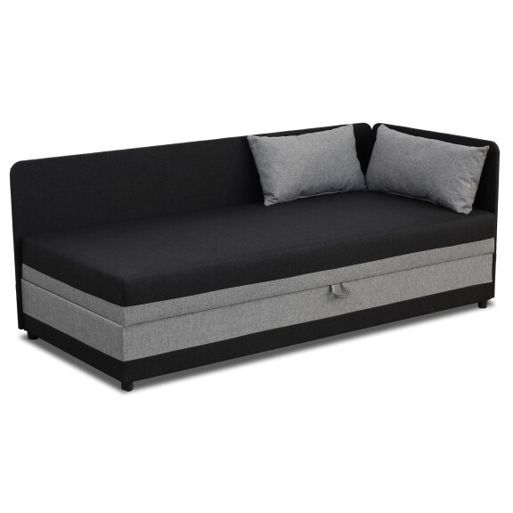 Tapczan łóżko jednoosobowe z pojemnikiem Hirek 80x200 Czarne/Szare