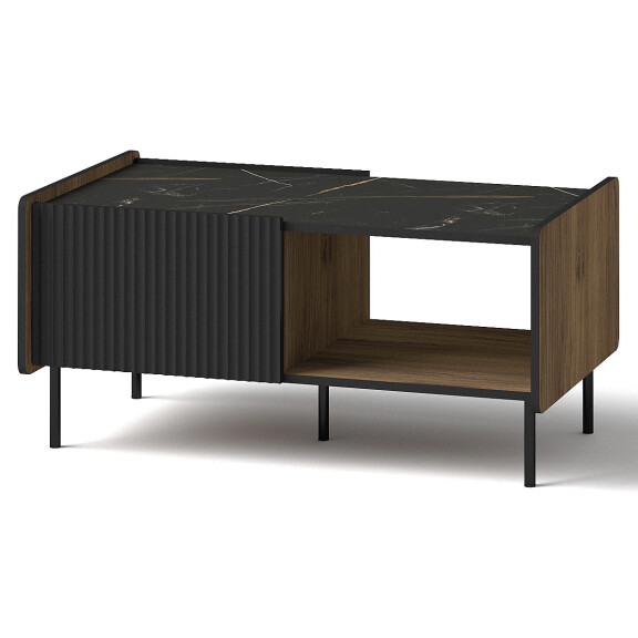Ława stolik kawowy do salonu ze schowkiem Prestigo P11 Czarna/Orzech/San Sebastian