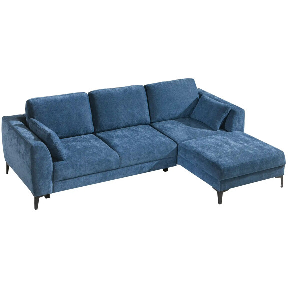 Narożnik do salonu prawy z funkcją spania i pojemnikiem Imperia niebieski