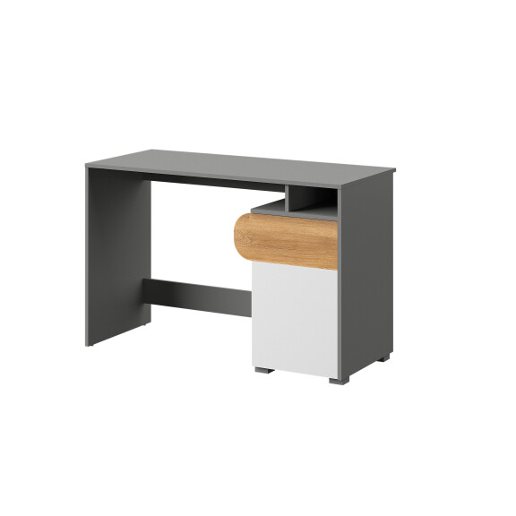 Biurko do pokoju młodzieżowego Carini CA8 Dąb Nash/Biały Brylantowy/Grafit