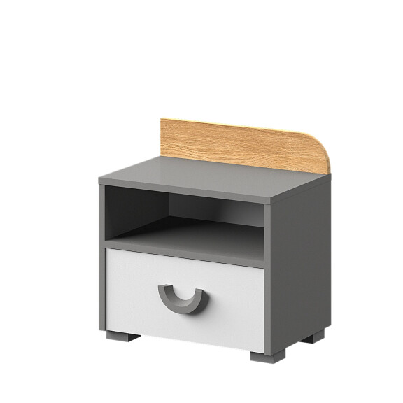 Szafka nocna do pokoju młodzieżowego Carini CA12 Dąb Nash/Biały Brylantowy/Grafit