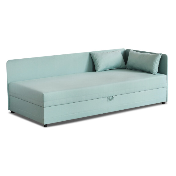 Tapczan łóżko jednoosobowe z pojemnikiem Hirek 80x200 Miętowy