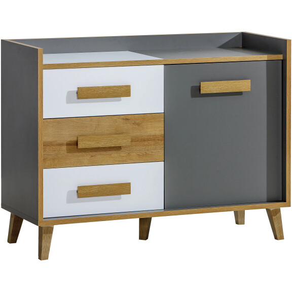 Komoda 120 cm cm do pokoju młodzieżowego Werso W6 Dąb Riveria/Biały/Antracyt
