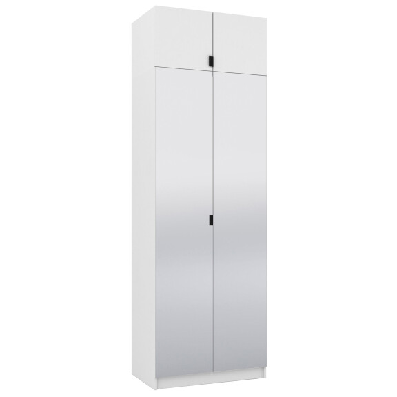Szafa z LUSTRAMI i nadstawką 80 cm do garderoby modułowej Foxen Biała
