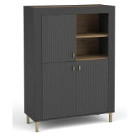 Komoda trzydrzwiowa do salonu Mossa MO5 Czarny/Dąb Whisky