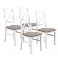 Zestaw 4x Krzesło do salonu jadalni drewniane KRZ Biały/Jasny Brąz