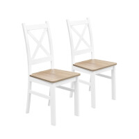 Zestaw 2x Krzesło do kuchni jadalni drewniane KRT Biały/Dąb Sonoma