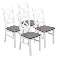 Zestaw 4x Krzesło do kuchni jadalni drewniane KRT Biały/Beton