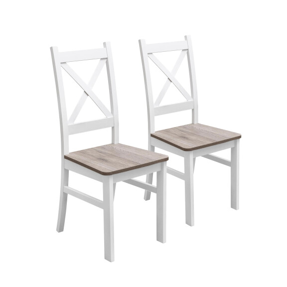 Zestaw 2x Krzesło do kuchni jadalni drewniane KRT Biały/San Remo