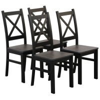Zestaw 4x Krzesło krzyżak drewniane do jadalni Czarny/Beton