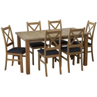 Stół rozkładany 150/190x80 i 6 krzeseł do jadalni M012-6 Dąb Artisan