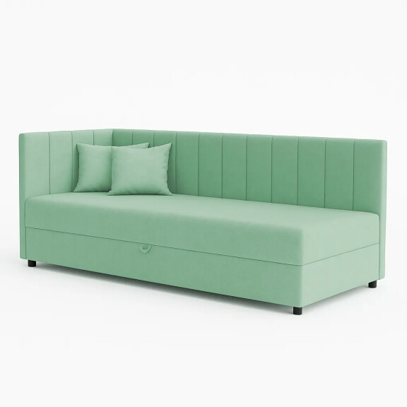 Tapczan łóżko jednoosobowe z pojemnikiem do salonu Sofaro 90x200 Miętowe