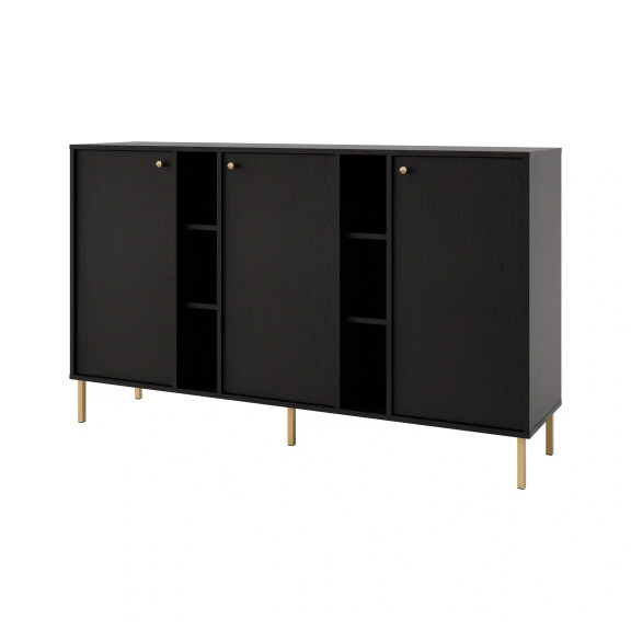 Komoda trzydrzwiowa do salonu Sakai 2 3F T823 Czarny