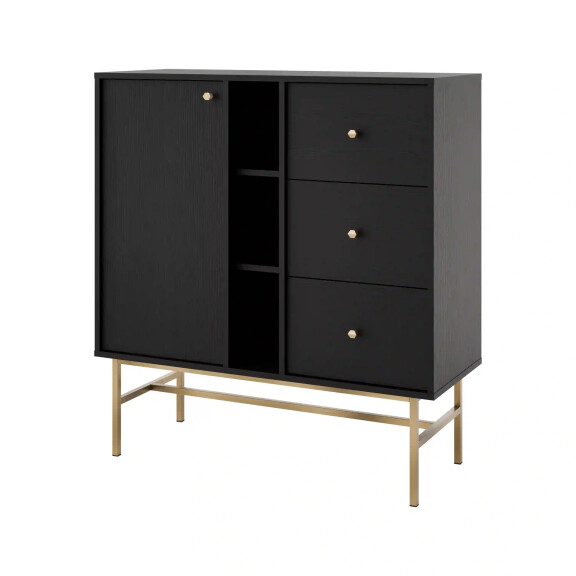 Komoda z szufladami do salonu Sakai 3 1F 3S T824 Czarny