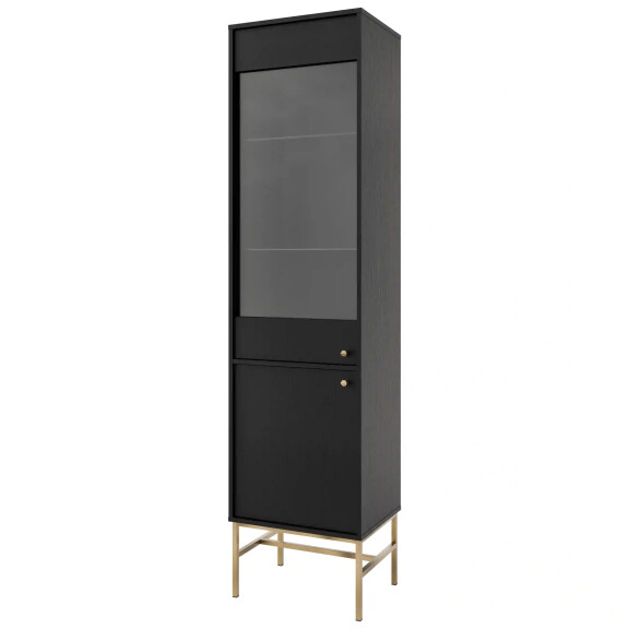 Witryna szklana do salonu Sakai 3 2F T101 Czarny