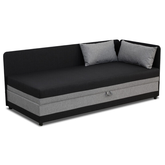 Tapczan łóżko jednoosobowe z pojemnikiem Hirek Eko 80x180 Czarne/Szare