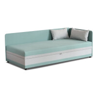 Tapczan łóżko jednoosobowe z pojemnikiem Hirek Eko 80x180 Miętowy/Szary