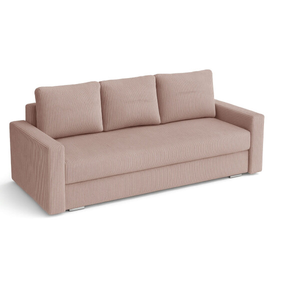 Kanapa rozkładana trzyosobowa z funkcją spania SILVER 3 sztruks różowa