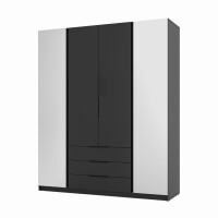 Szafa do przedpokoju 4-drzwiowa z lustrem i szufladami Dravero BL/BL 2L 2F 3S