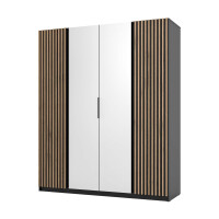 Szafa do przedpokoju 4-drzwiowa z lustrem i lamelami Dravero BL/BL-EV 2LAM 2L