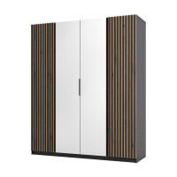 Szafa do przedpokoju 4-drzwiowa z lustrem i lamelami Dravero BL/EV-BL 2LAM 2L