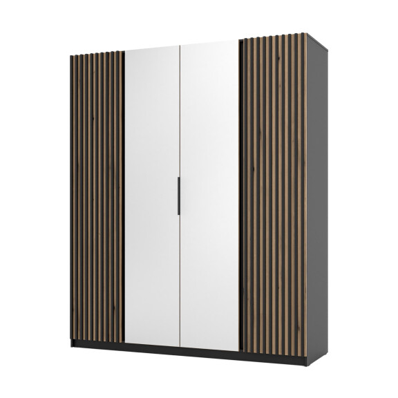 Szafa do przedpokoju 4-drzwiowa z lustrem i lamelami Dravero BL/EV-BL 2LAM 2L