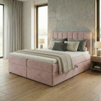 Łóżko kontynentalne 160x200 SONNO BELLO z 2 pojemnikami różowe