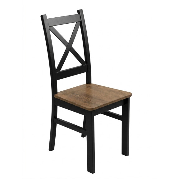 Krzesło krzyżak drewniane do jadalni Czarny/Dąb Lefkas