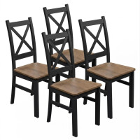 Zestaw 4x Krzesło krzyżak drewniane do jadalni Czarny/Dąb Lefkas