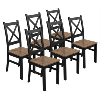 Zestaw 6x Krzesło krzyżak drewniane do jadalni Czarny/Dąb Lefkas