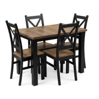 Komplet stół 100x70 z 4 krzesłami Czarny/Dąb Lefkas K001-4