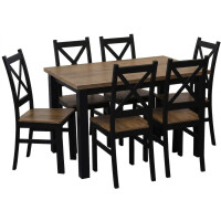 Komplet stół 120x80 z 6 krzesłami Czarny/Dąb Lefkas K002-6