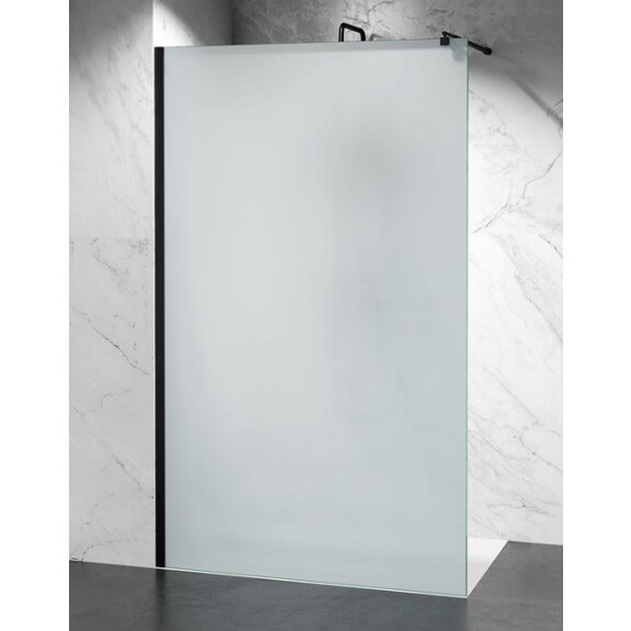 Ścianka prysznicowa 140 cm okucia czarne szkło mrożone 8mm Swiss Liniger