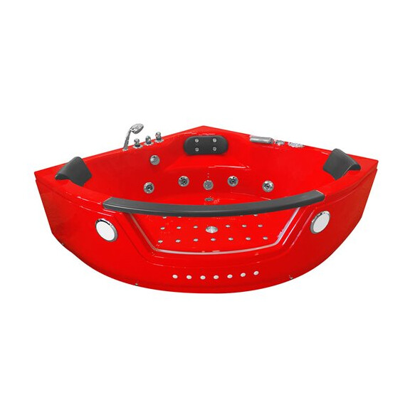 Czerwona wanna z hydromasażem narożna Turbo 152x152 cm MO-1004