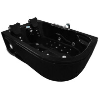 Czarna wanna z hydromasażem dwuosobowa Turbo+ 180x120 cm MO-1631B Lewa
