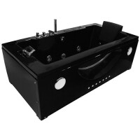 Czarna wanna z hydromasażem przyścienna 180x91 cm MO-1007B