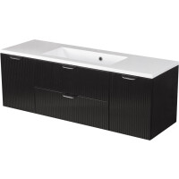 Szafka łazienkowa z umywalką wisząca szklane fronty czarny mat 120 cm Bravia Gante