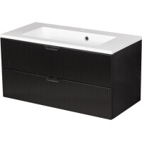 Szafka łazienkowa z umywalką wisząca szklane fronty czarny mat 80 cm Bravia Gante