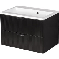 Szafka łazienkowa z umywalką wisząca szklane fronty czarny mat 60 cm Bravia Gante