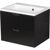 Szafka łazienkowa z umywalką wisząca szklane fronty czarny mat 50 cm Bravia Gante