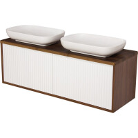 Szafka łazienkowa wisząca z umywalkami dąb wenge/biały mat 140 cm Venus Gante