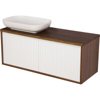 Szafka łazienkowa wisząca z umywalką dąb wenge/biały mat 120 cm Venus Gante